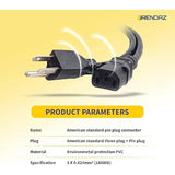 (2-Pack) 15Ft. Universal Pc Power Cord - 3 Prong Ac Power Cable Replacement For Computer, Monitor, Scanner, Printer - Iec 320 C13 To Nema 5-15P, 18Awg, 125V 10 Amp (15-Feet)