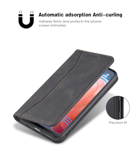 Flip Wallet Phone Case for Motorola Moto G Play 4G 2024 with Tempered Glass Screen Protector Magnetic Closure Folio Cover Credit Card Holder Slot