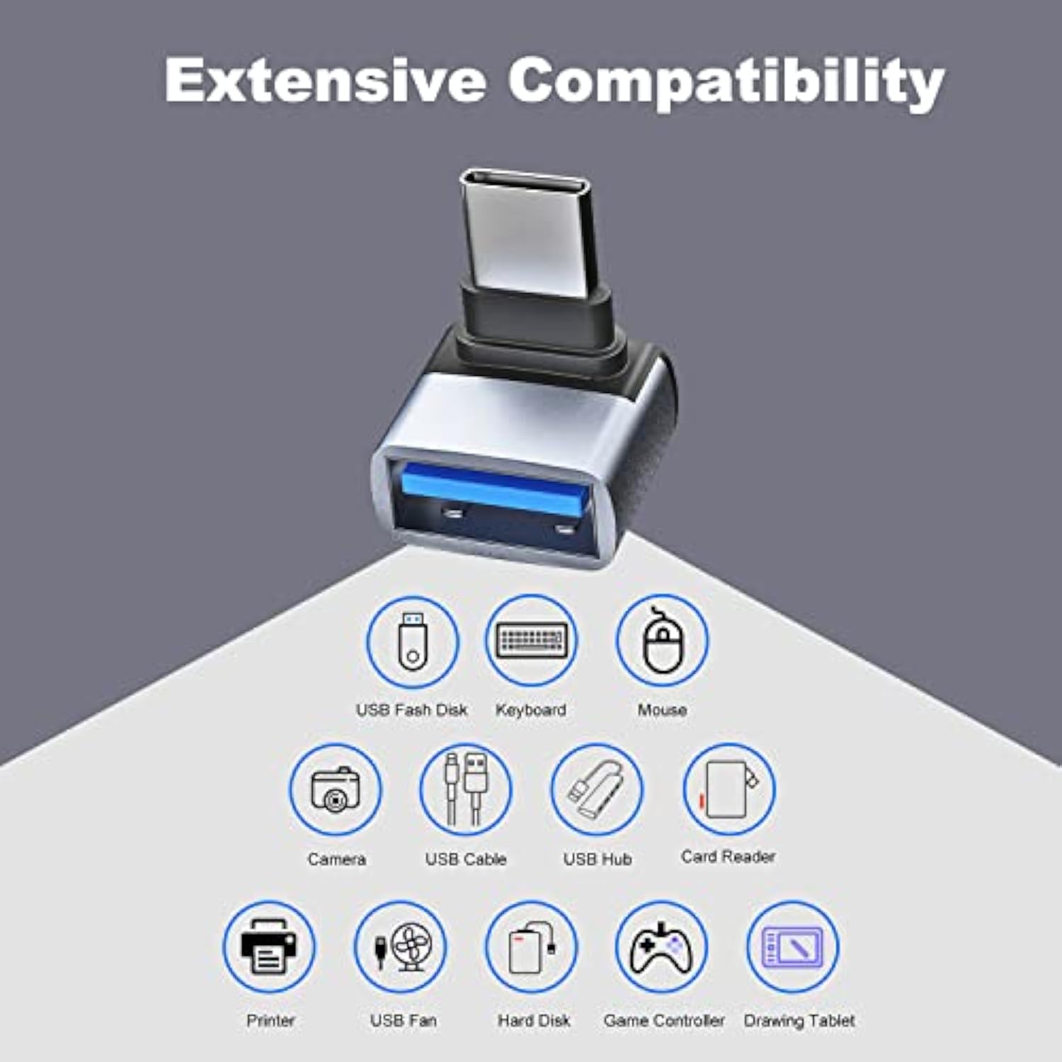 4 Pack Usb C To Usb 3.1 Adapter, 90 Degree Up And Down Right Angle Usb Type C