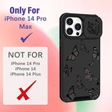 2in1 Phone Case for iPhone 14 Pro Max Women's Butterfly Design Cute Girly Aesthetic Black Butterfly Pattern with Camera Cover for Apple iPhone 14 Pro Max