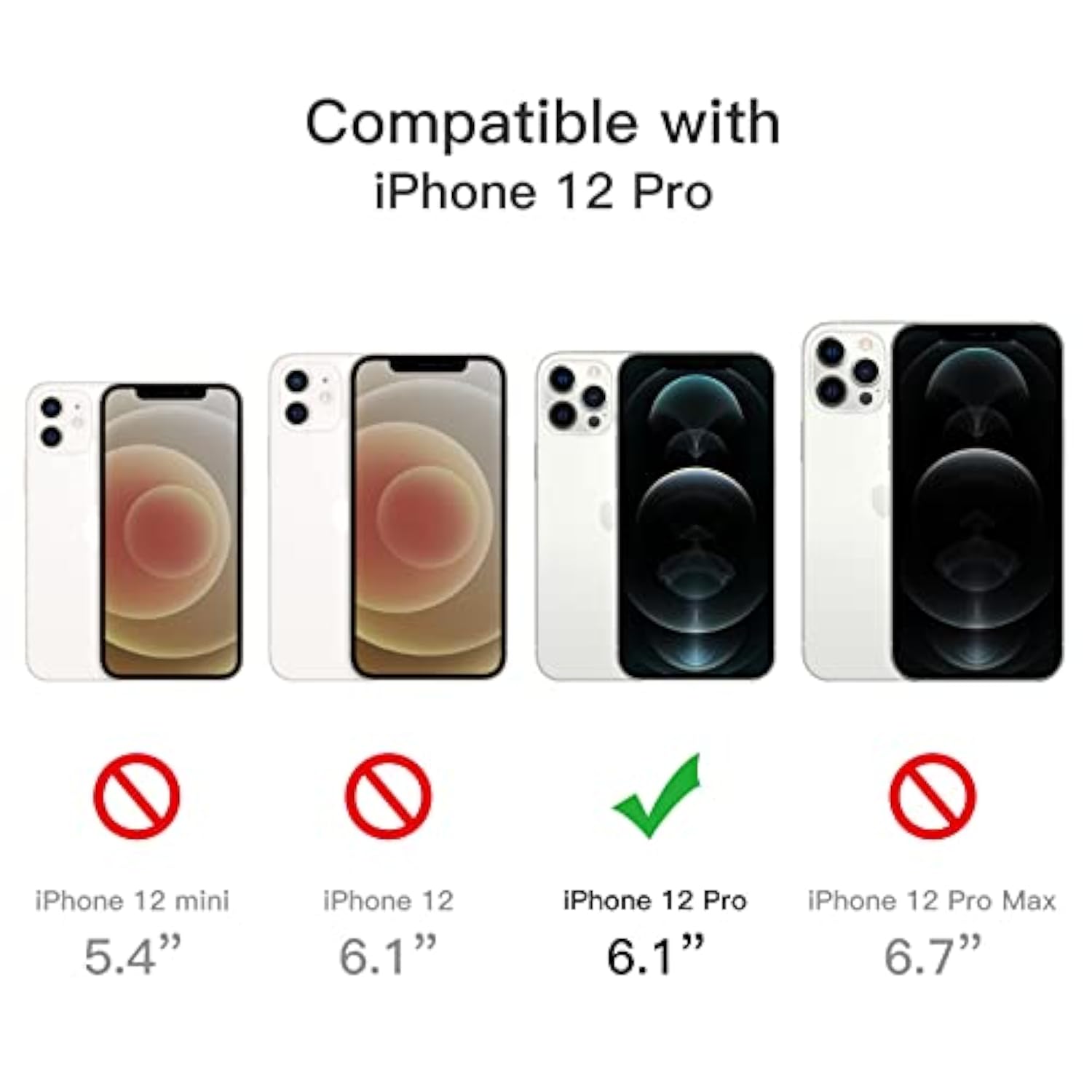 JETech 5 in 1 Case for iPhone 12 Pro 6.1-Inch, with 2-Pack Screen Protector and 2-Pack Camera Lens Protector, Non-Yellowing Shockproof Phone Cover, Full Coverage Tempered Glass Film (Clear)