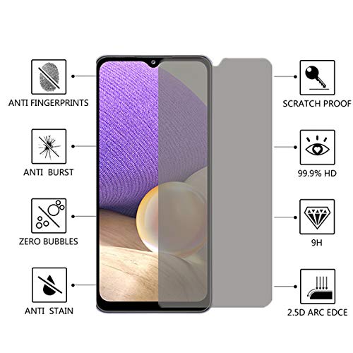 Anti-spy Privacy Screen Protector, 2pack Anti-peep No Bubble Tempered Glass Film for  Galaxy A32 5G / A12
