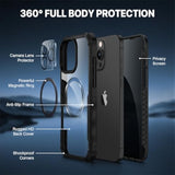 Magnetic iPhone 16 Pro Max Case with Privacy Screen, Camera Protection Black
