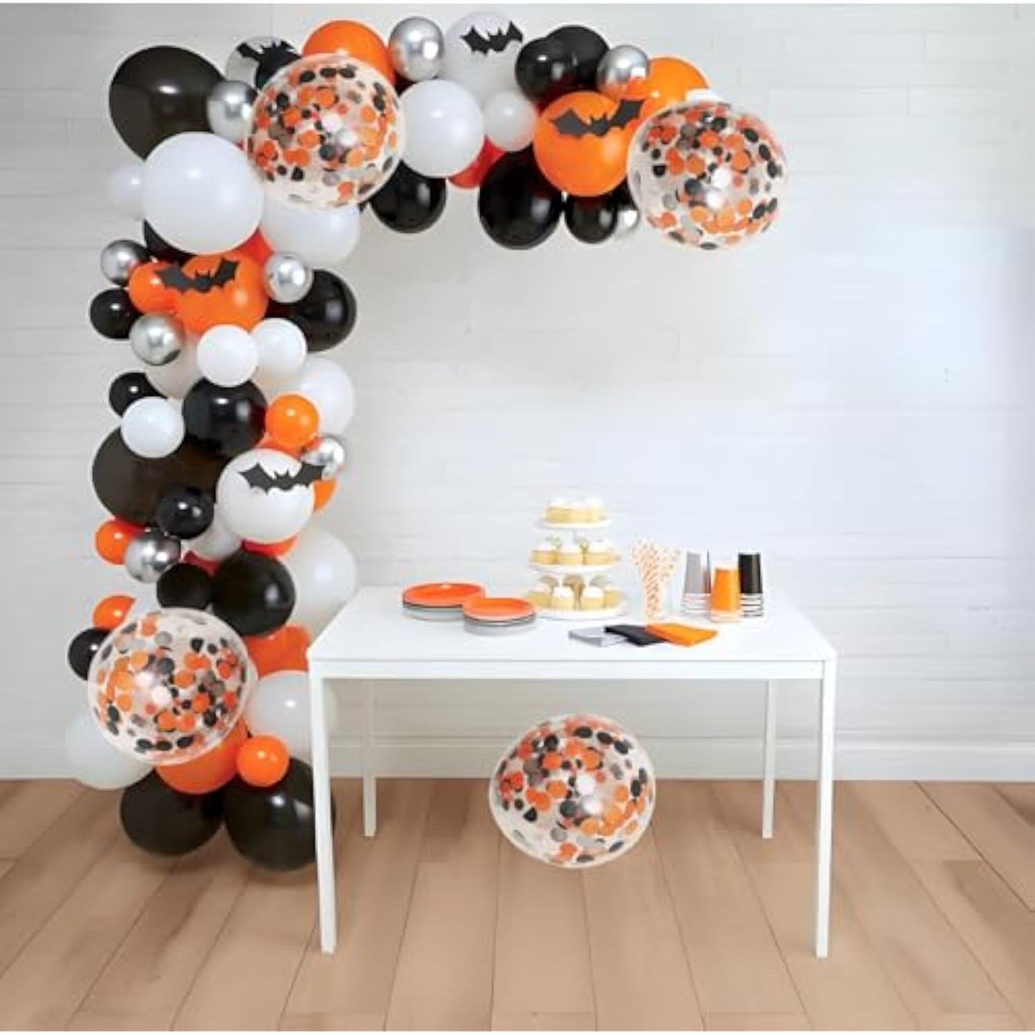 50 Pack 12 Inch Black Orange White Confetti Balloons Halloween Party Decorations