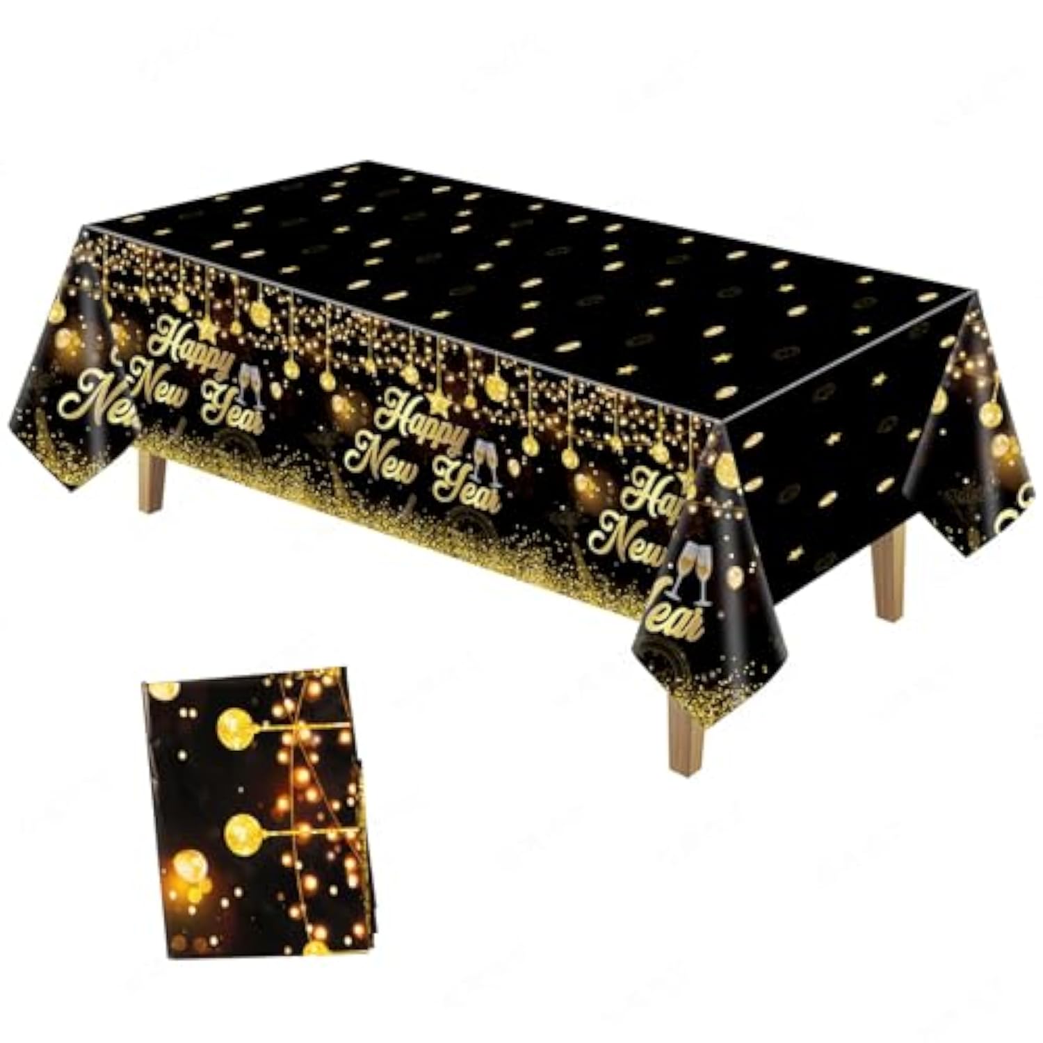 Happy New Year Plastic Table Cloth For Parties, Plastic Table Cover 2026, Disposable Party Table Clothes Decorations Supplies(108” X 54”)