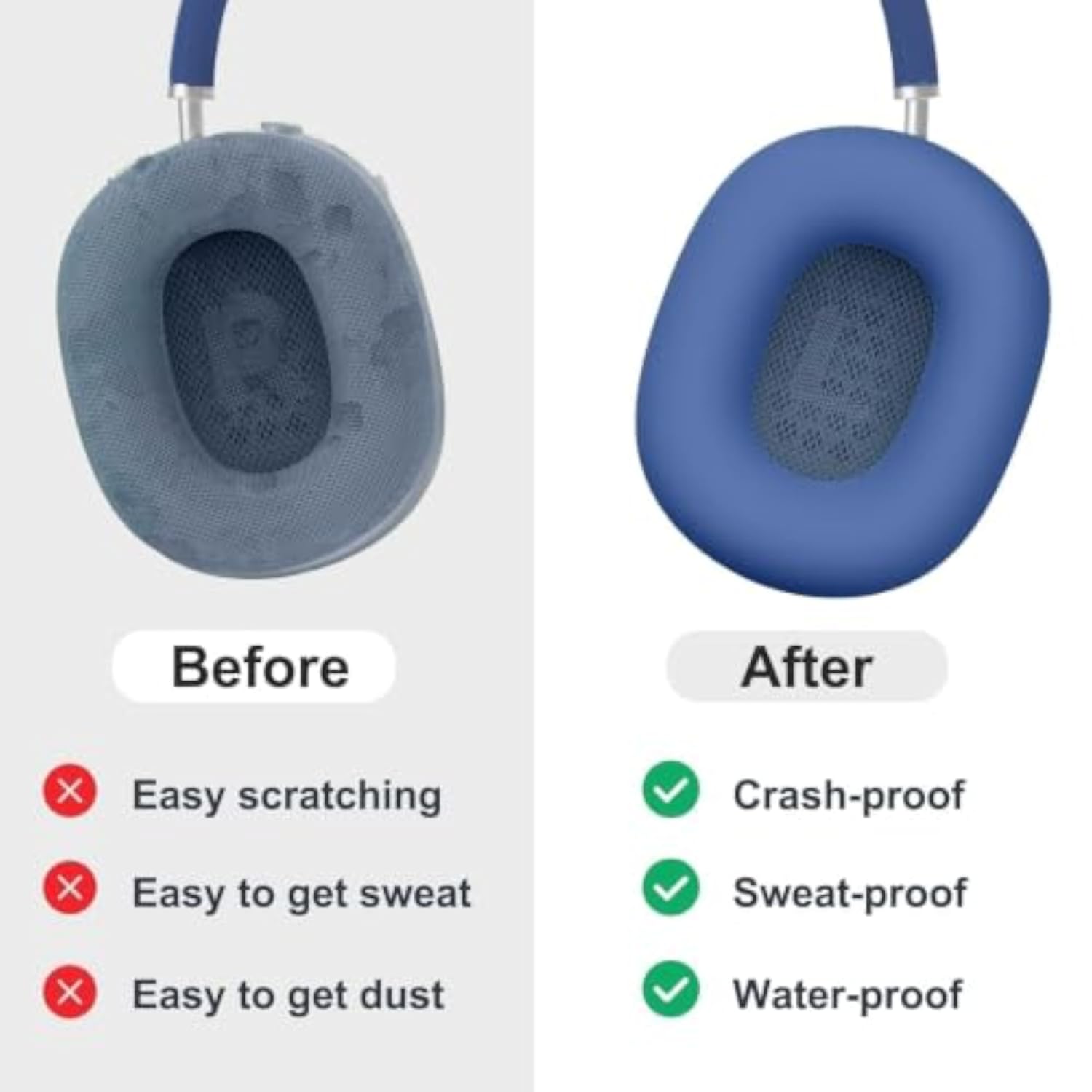 3 in 1 Silicone Case Cover Compatible with AirPods Max 2/1 Blue
