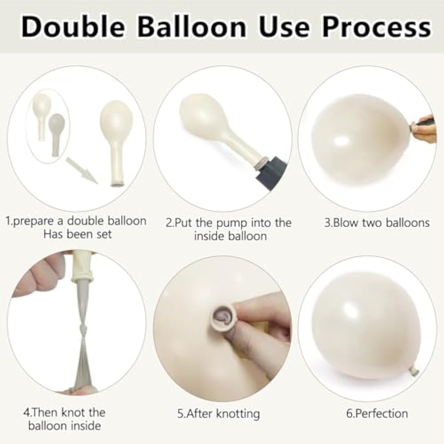 Pearl Sand White Balloons Arch Kit,Double Stuffed White Ivory Beige Cream Balloon Different Sizes 18/12/10/5 Inch Off White Balloon For Wedding Engagement Birthday Bachelorette Decorations