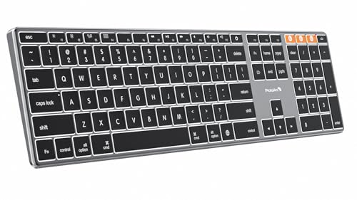 Backlit Wireless Keyboard For Mac, K110-A Aluminum Full Size Ultra Slim Bluetooth Keyboard For Ipad, Multi-Device, Low Profile, Rechargeable, For Macbook Pro/Air, Imac, Mac Mini, Space Gray