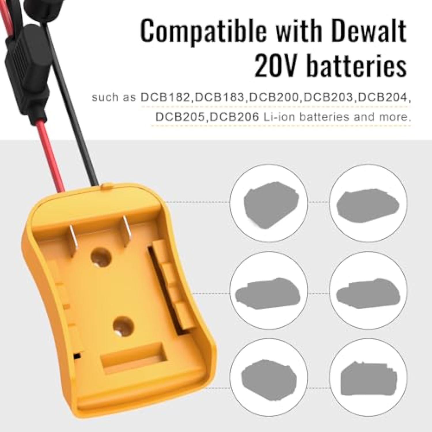 2 Packs Power Wheels Adapter For Dewalt 20V Battery, Power Wheels Battery Converter Kit With Fuse & Switch & Wire Terminals & 12 Awg Wire For Diy Rc Car Toys Robotics
