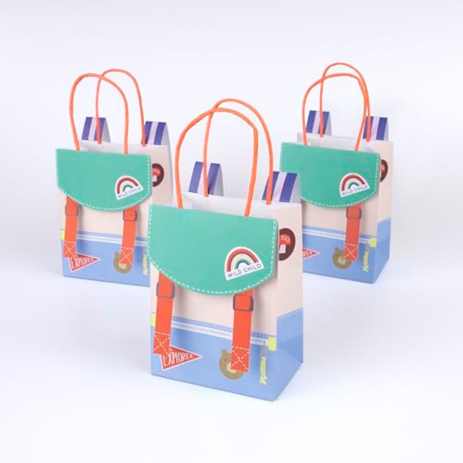 Meri Meri Outdoor Adventures Backpack Party Bags (Pack of 8), Party Favor Bags, Mini Backpack Straps, Reusable