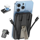 Wireless Portable Charger, 3-In-1 Magnetic Power Bank 10000Mah With Usb-C/Ios Cable And Stand, 22.5W Fast Charging Battery Pack, Compatible With Iphone 16/15/14/13/12/Pro/Mini/Pro Max