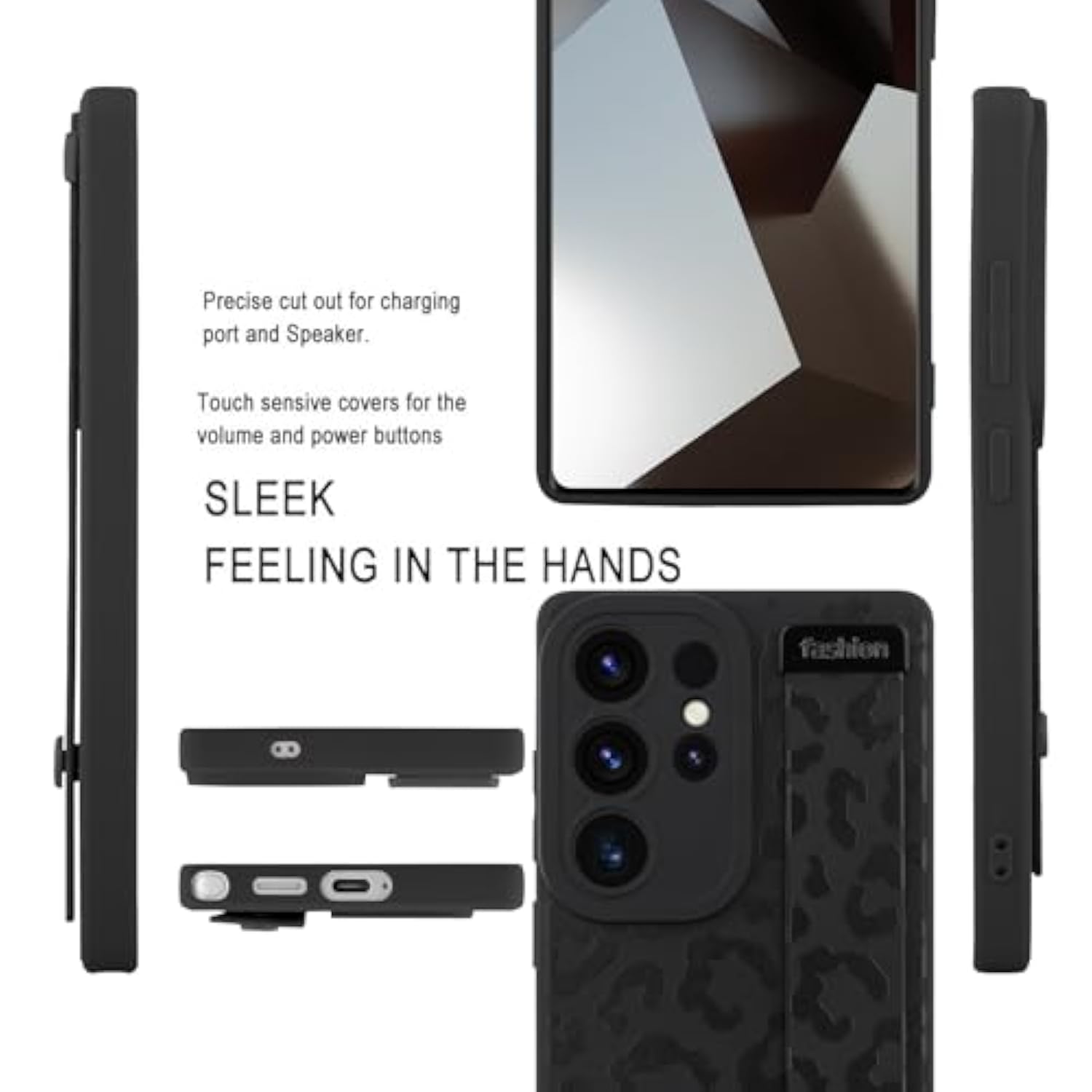 Compatible With Samsung Galaxy S25 Ultra Case With Strap Wrist, Cheetah Print Shockproof Soft Tpu Protective Cover For Women Girls, Anti Scratch Case For Galaxy S25 Ultra 6.9 Inch, Black