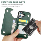 Green iPhone 17 Wallet Case with Credit Card Holder