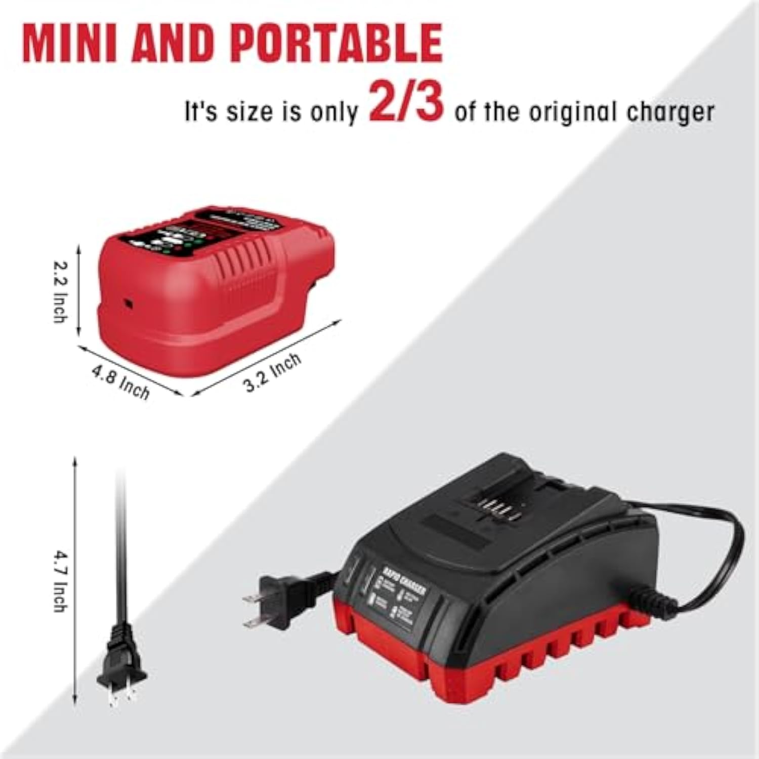 Replace Mini Charger For Bauer 20V Battery, 1/2 Size For Bauer 20V Charger, For 1704C-B 1701C-B Hypermax Etc.