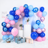 Pink And Blue Balloon Set - 50Pcs 12 Inch Pastel Confetti, Royal And Metallic Balloons For Kids Girls Birthday, Baby Shower, Gender Reveal Supplies