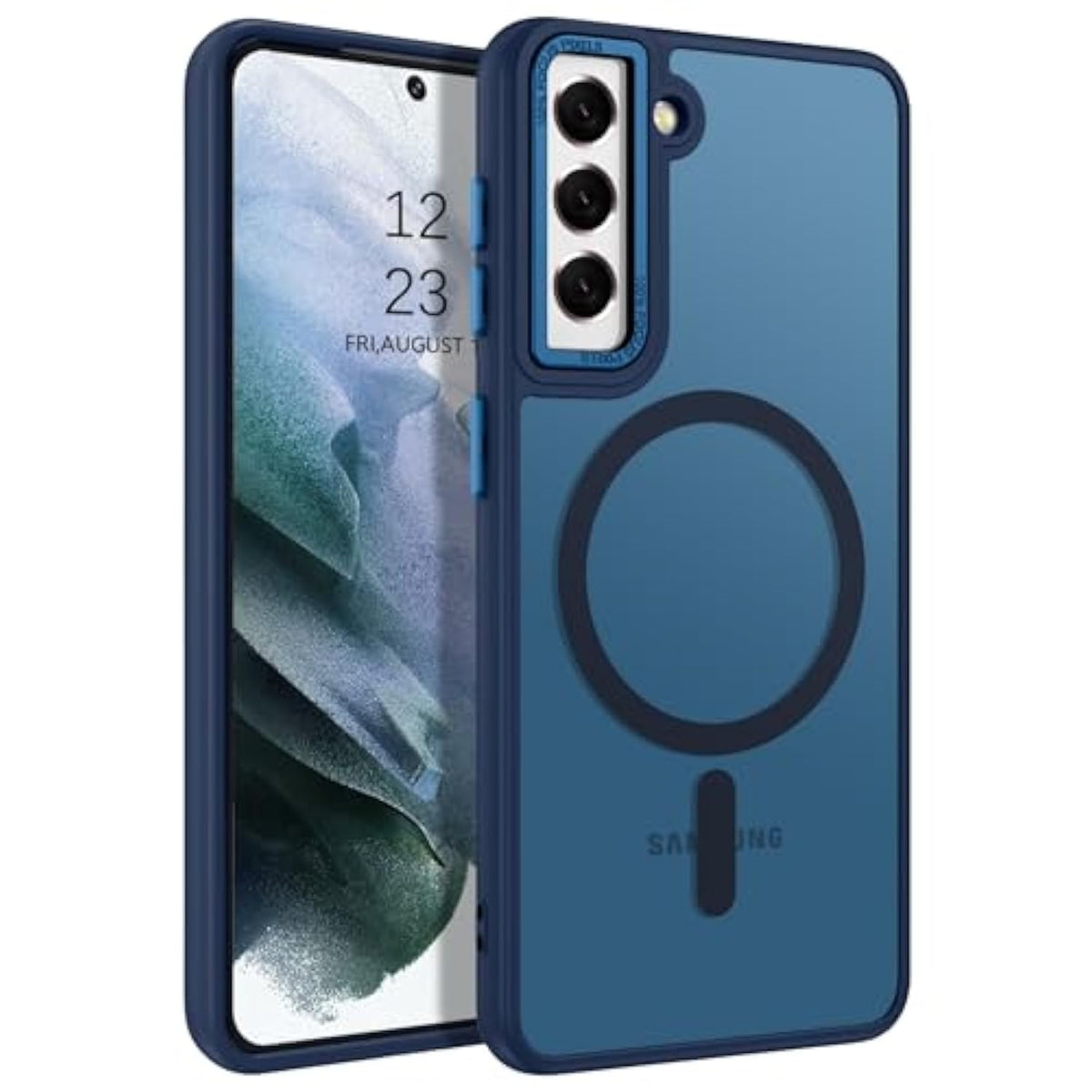 For Samsung Galaxy S21 Case Magnetic[Compatible With Magsafe], Translucent Matte Back Anti-Scratch Full Protective Cover Shockproof Phone Cases For Galaxy S21 6.2", Deep Blue