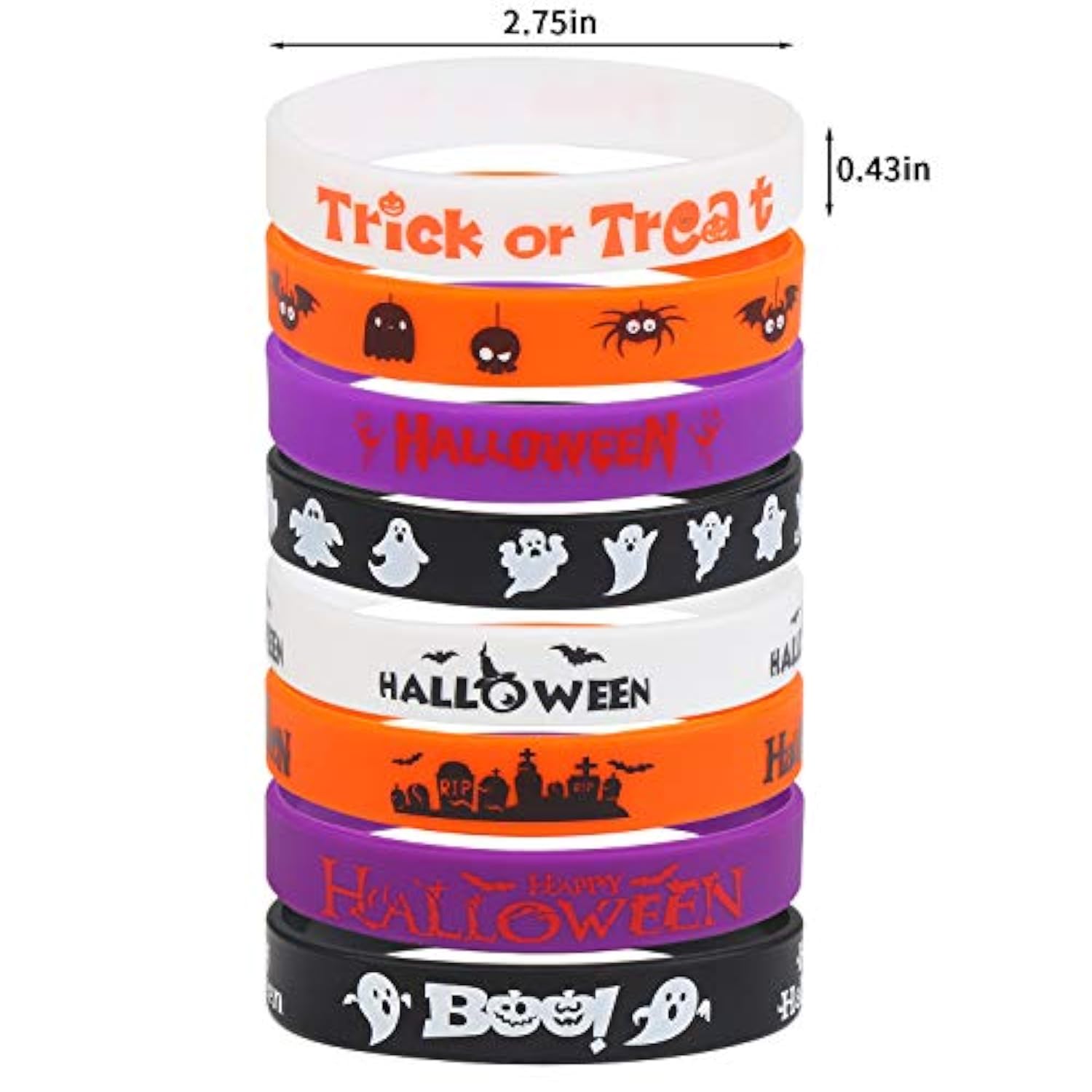 Halloween Silicone Wristbands,40 Pcs Rubber Bracelets Halloween Party Favor Trick Or Treat Gifts And Goodie Bag Fillers