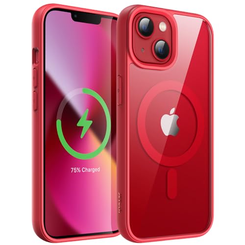 Magnetic Case for iPhone 13 6.1-Inch Compatible with MagSafe, Shockproof Phone Bumper Cover, Solid Color Matte TPU Frame, Anti-Scratch Clear Back