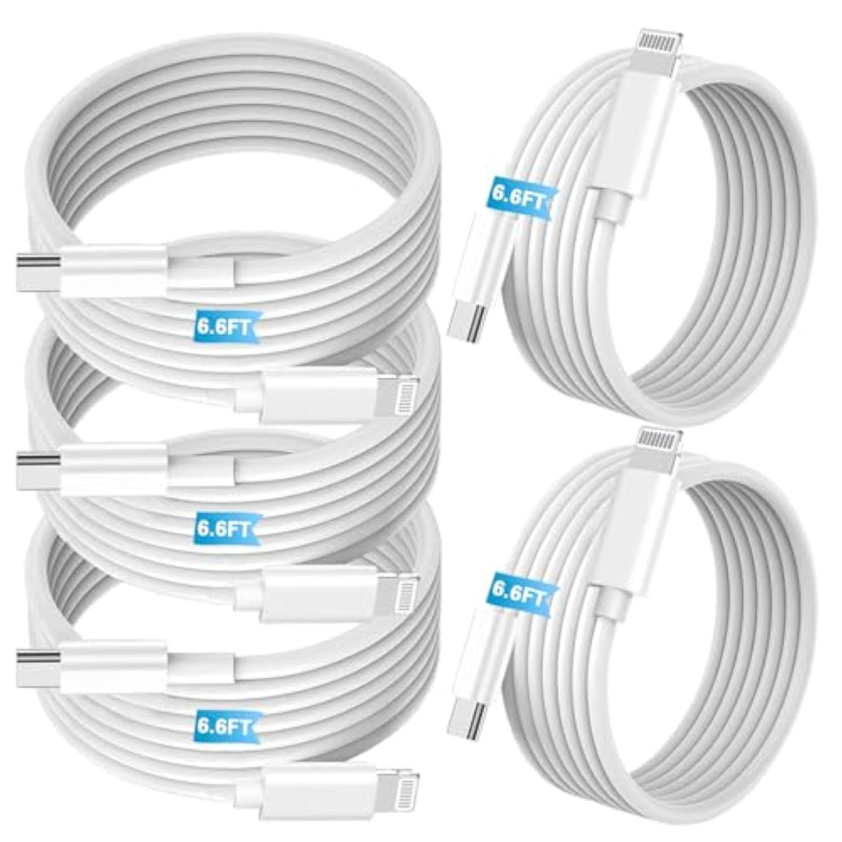 5Pack Pd Fast Charging Cable, ?Mfi Certified, 6.6Ft*5? Compatible With Iphone 14 13 12 11 Pro Max Xs Xr X 8 Plus, Ipad, Airpods, Usb C To Lightning Cable