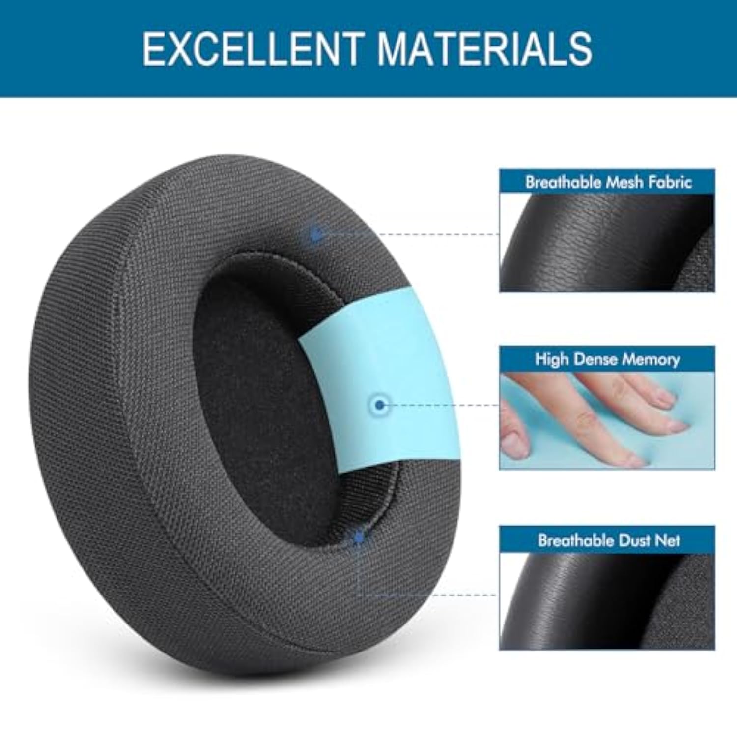 Earpads Replacement For Corsair Virtuoso Pro Headphone,Ear Pads Cushions With Mesh Fabric,High-Density Softer Memory Foam,Black