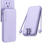 Portable Charger With Built In Cable And Ac Wall Plug, Usb C Power Bank 12000Mah 22.5W Super Fast Charging, Lightweight Portable Phone Charger Travel Battery Pack For Iphone, Ect
