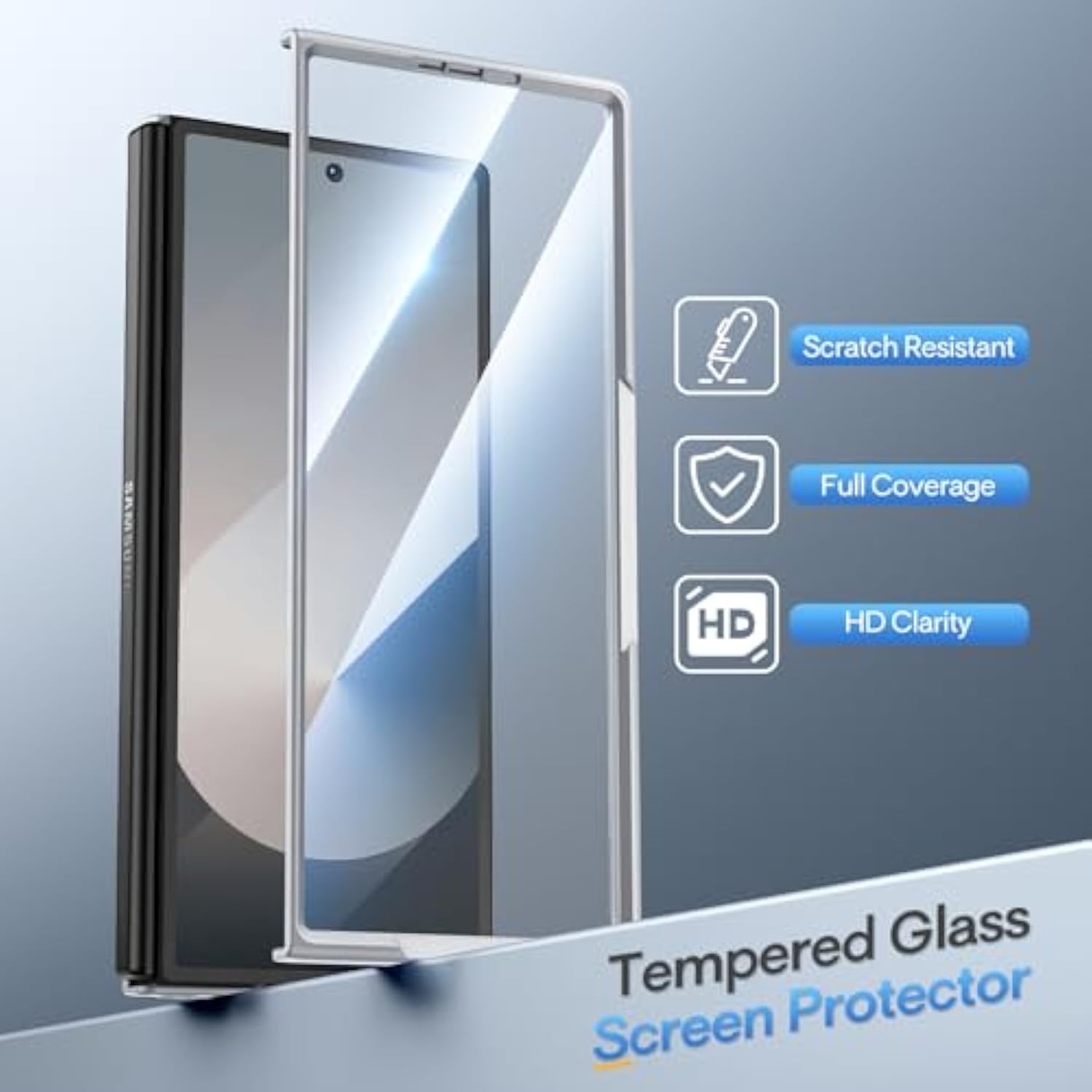 For Galaxy Z Fold 6 Case, With Built-In Screen Protector And Kicktand & S Pen Holder Support Wireless Charging Protective Phone Cover, Silver