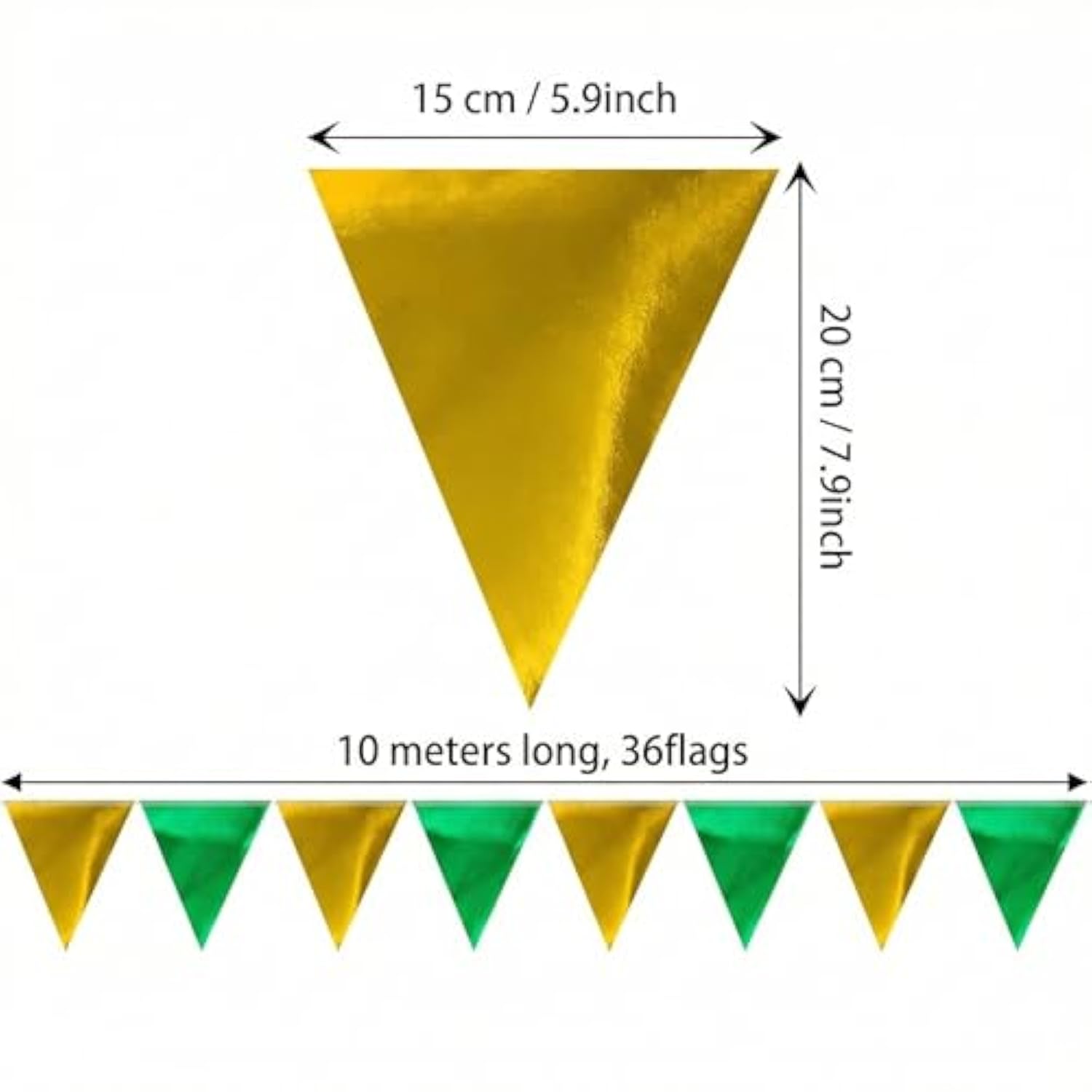 64Ft Sage Green Gold Triangle Pennant Banner Flag Metallic Paper Bunting Garland For Hanging Backdrop Birthday Party Decorations Graduation Bachelorette Bridal Wedding New Year Shower Party Supplies