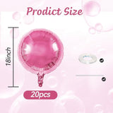 20Pcs 18 Inch Round Foil Balloon, Pink Round Shaped Balloons, Light Pink Round Shape Foil Aluminum Balloons For Birthday Party Wedding Bridal Shower Celebration Engagement Anniversary Baby Shower