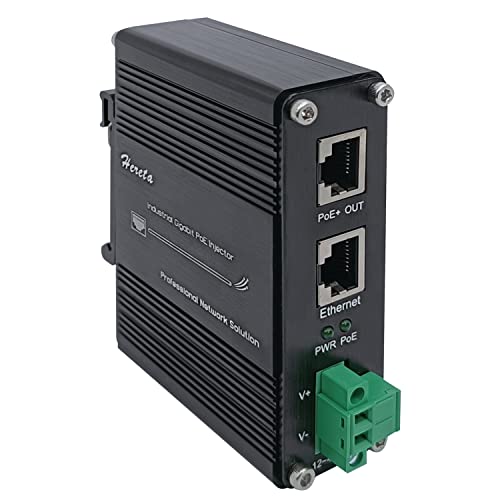 Hardened Industrial Gigabit Poe+ Injector 12-48Vdc Input With Din-Rail And Wall Mount Connecting The Ieee 802.3 Af/At Poe Device (30W)