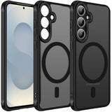 Magnetic Case For Samsung Galaxy S25 5G 6.2” [Compatible With Magsafe] [15 Ft Grade Protection] Magnetic Charger Case Bumper For S25, Frosted Translucent Back Phone Cover- Matte Black