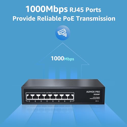 8 Port Poe Switch Gigabit 120W, Gigabit Unmanaged Ethernet Switch, Plug & Play, 802.3Af/At Compliant, Metal Housing, 8-Port Network Switch For Home/Office Energy Efficient Silent Operation