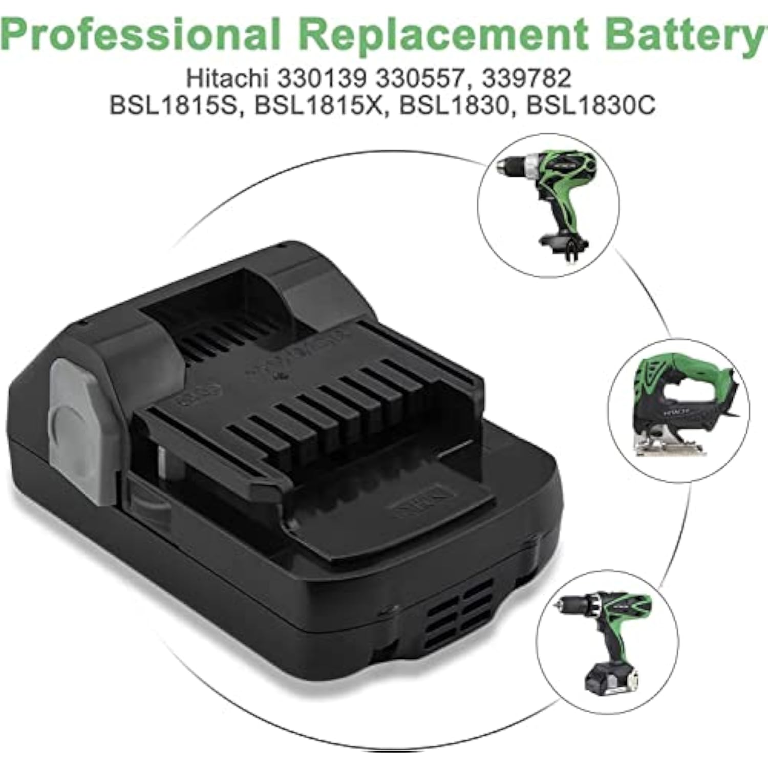 3.0Ah 18V Battery For Hitachi Bsl1815X Bsl1815S Bsl1830 Bsl1830C 330139 330557 339782 Replacement Battery Slide Style