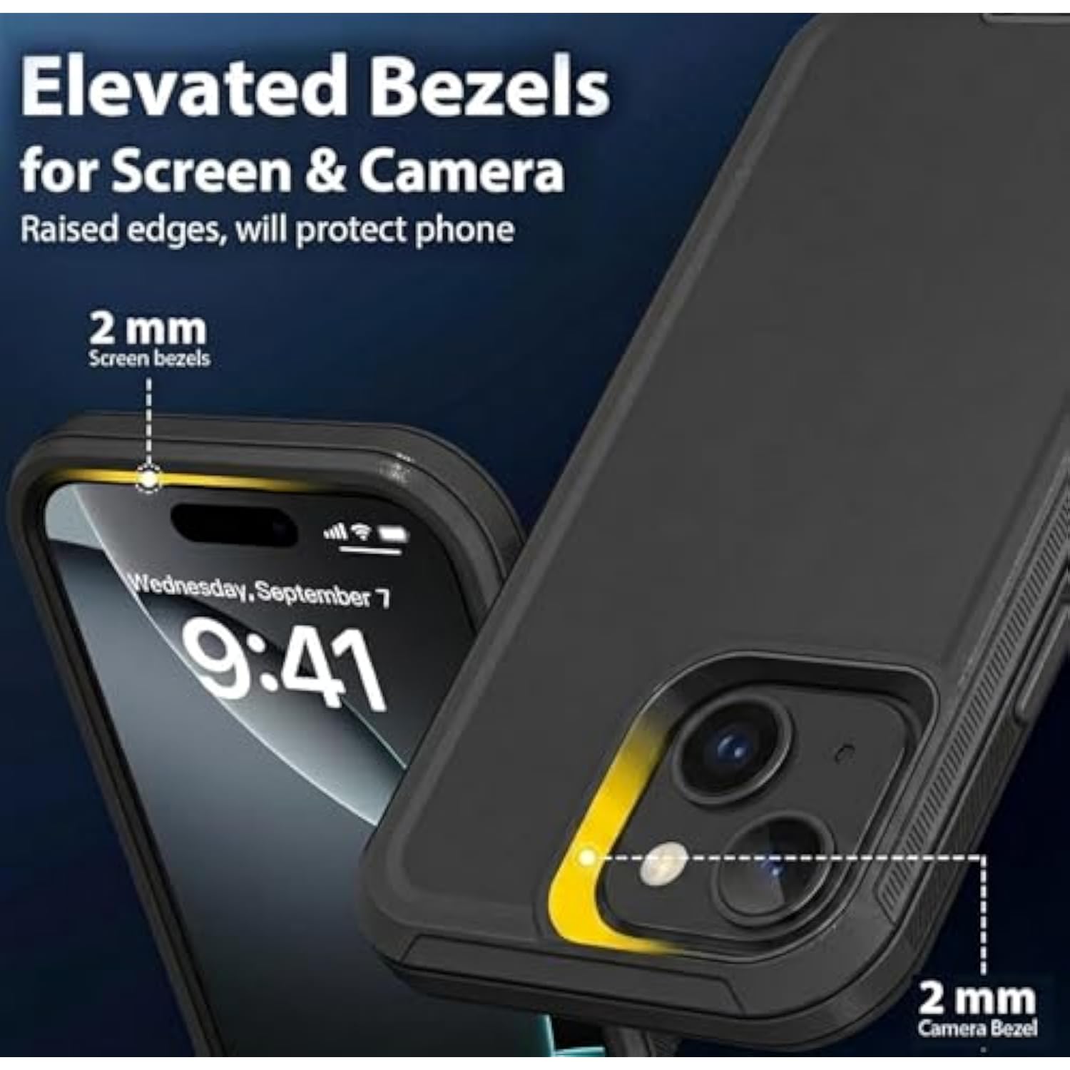Heavy Duty Rugged Case for iPhone 12 and iPhone 12 Pro 6.1 Inch Black Dual Layer Protection