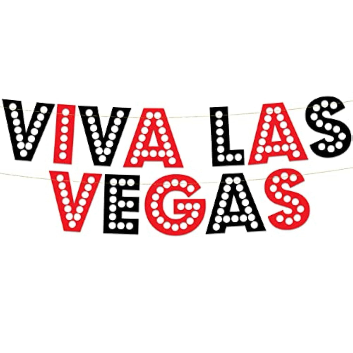 Viva Las Vegas Red And Black Glitter Banner - Las Vegas Bachelorette And Birthday Party Decorations, Favors, Supplies, And Ideas