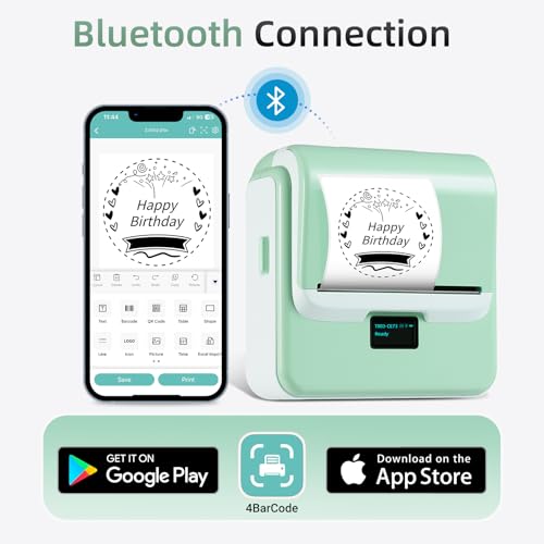 Label Maker With Tape, T003 Thermal Label Maker, 3.15 Inch Bluetooth Label Printer Compatible With Phone & Pc, Sticker Printer Barcode Thermal Maker For Small Business, Home, School