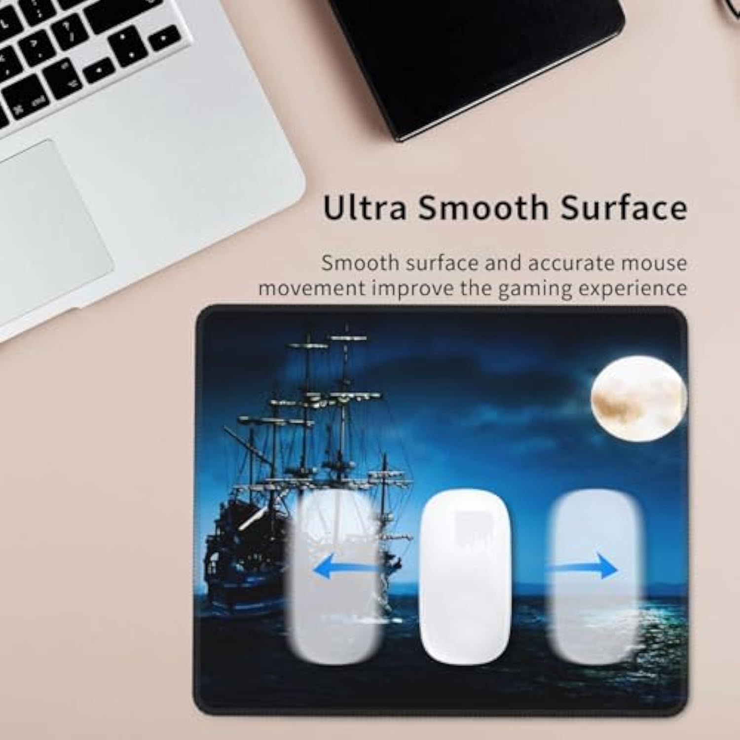 Mouse Pad Pirate Ship Sailing Mouse Pads For Desk Non-Slip Rubber Base Square Gaming Mousepad Mat For Computer Home Office