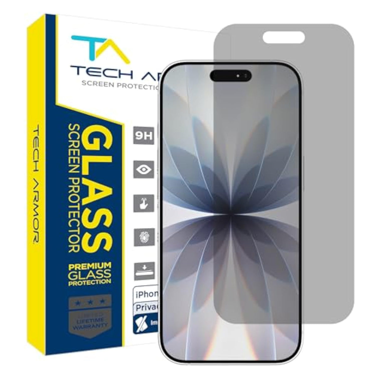 Tech Armor for iPhone 17 Screen Protector Privacy Glass 6.3 inch - Ballistic Tempered, Anti-Spy, Case Friendly, Easy Installation, Bubble Free, Touch Support, 1 Pack