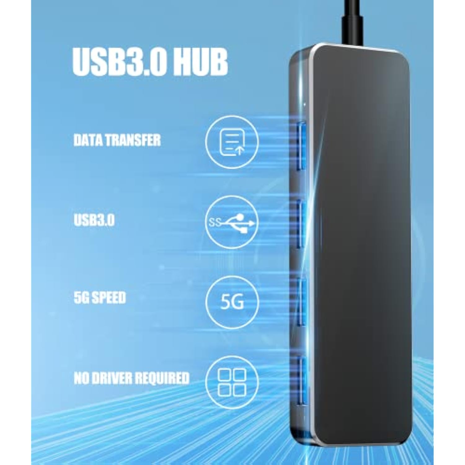 Usb Hub 3.0, 4-Port Usb 3.0 Hub Multi Usb Port Expander For Laptop, Xbox, Flas