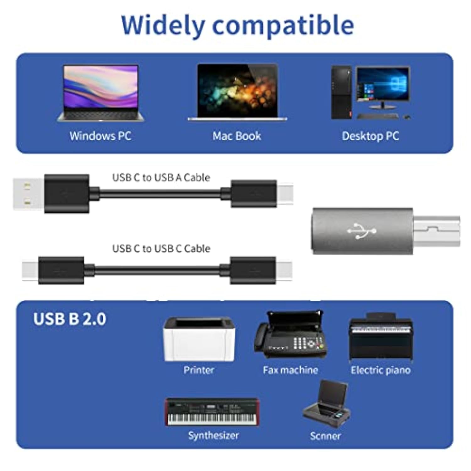 Usb C To Usb B Adapter 4-Pack Usb C Female To Printer Male Converter Adapter C