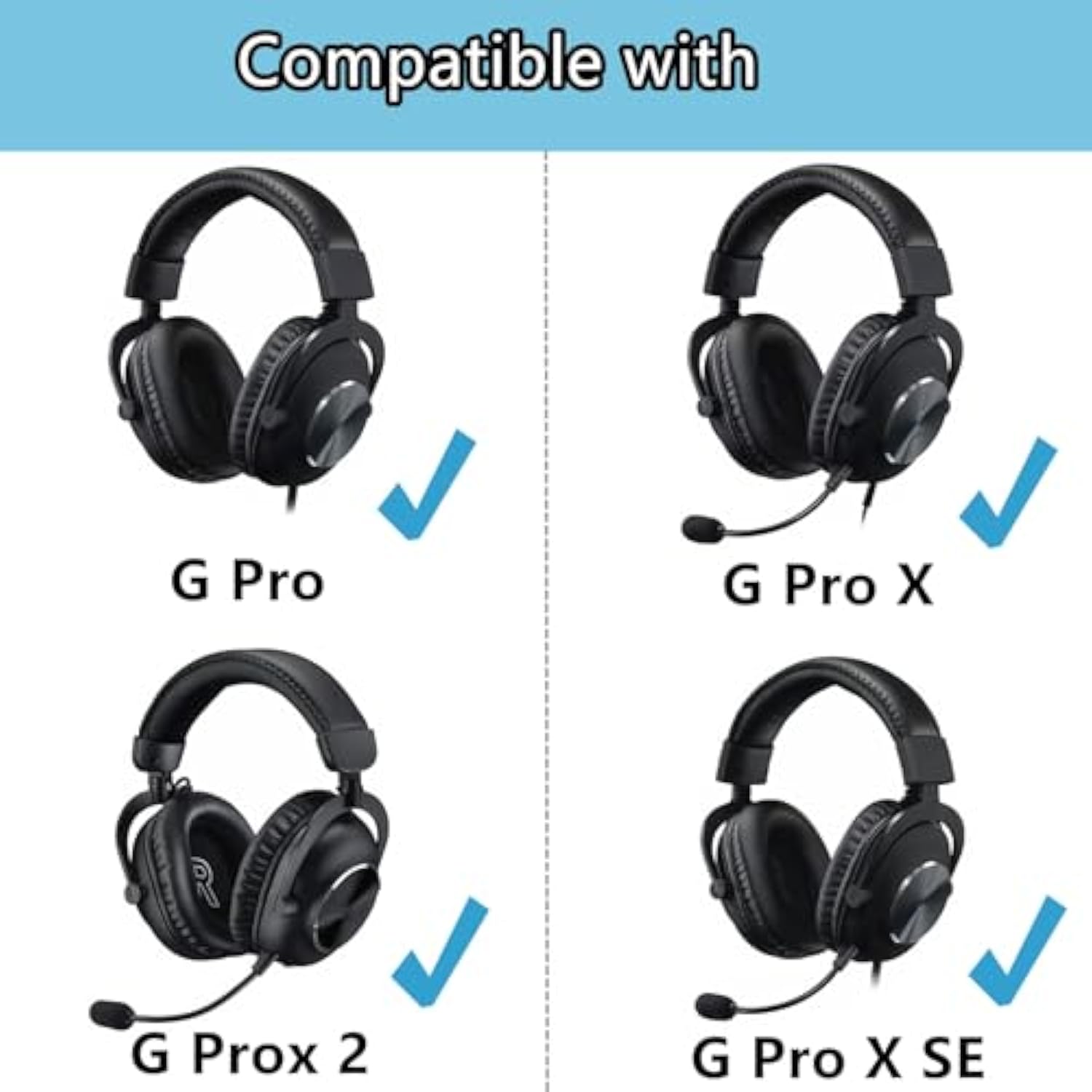 G Prox 2 Cooling Gel Earpads Compatible With Logitech G Pro, G Pro X, G Prox 2, G Pro X Se Headset Ear Pads Replacement Ear Cushions Breathable Ice Silk Fabric Memory Foam Black
