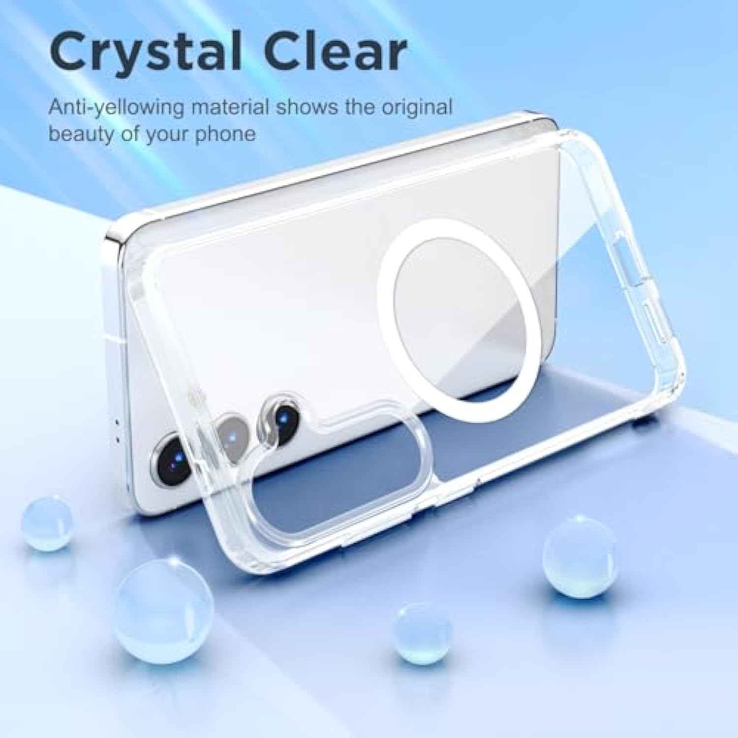 For Samsung Galaxy S25 Case Clear, [Wireless Charging][Anti-Yellowing][-Grade Protection] Shockproof Slim Magnetic Phone Sleeve Case For Samsung Galaxy S25, Transparent