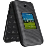 Nakedcellphone Case for AT&T Cingular Flex 2 / Cricket Debut Flex, Slim Hard Shell Protector Cover [Anti-Fingerprint, Grid Texture] for U1030AA / U1030AC Flip Phone (2023) - Black Tread