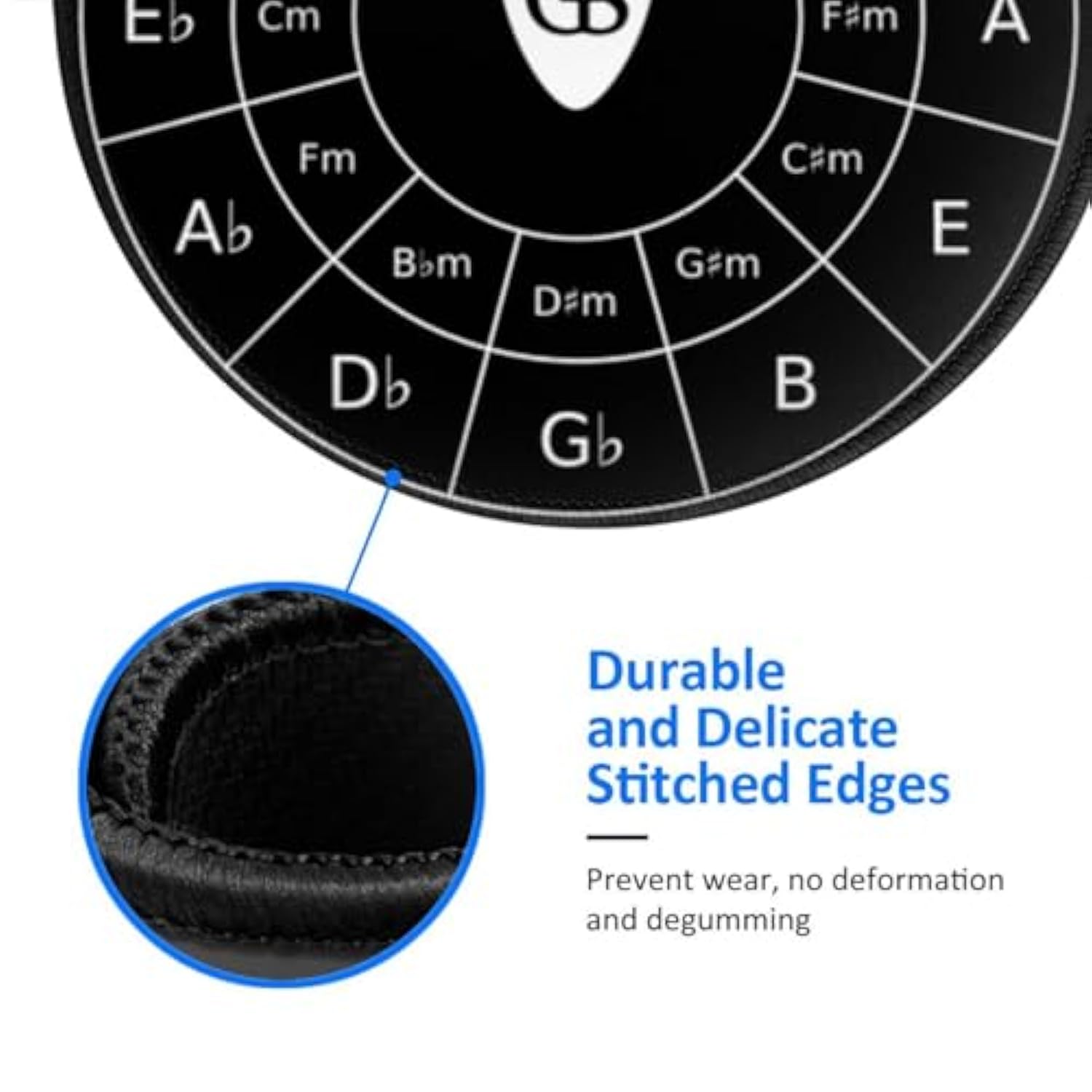 Circle Of Fifths For Musicians Mouse Pad, Music Mouse Pads For Desk, Stitched Edge Mousepad With Non-Slip Rubber Base, Gaming Mouse Mat For Computer Laptop Home Office