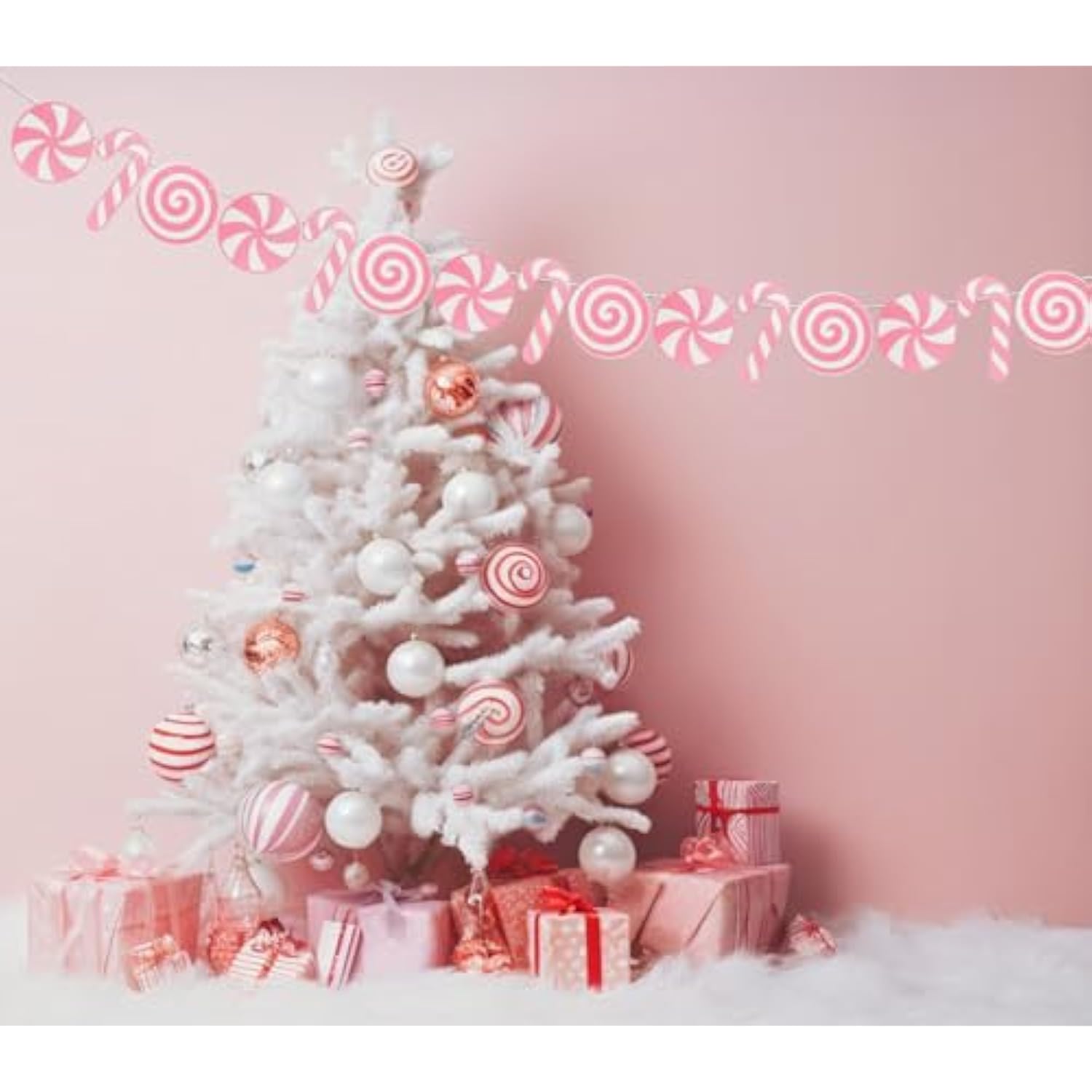 Candy Cane Banner Pink And White Glittery Christmas Candy Cane Banner Pink Xmas Christmas Gingerbread Winter Birthday Candies Theme Party Decoration Supplies