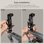 SMALLRIG Universal Metal Phone Support with Cold Shoe Mount, Smartphone Holder Adapter Support Free Adjustment Joints, Phone Tripod Mount for iPhone 16 15 14, for Samsung Galaxy etc. - 4382