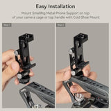 SMALLRIG Universal Metal Phone Support with Cold Shoe Mount, Smartphone Holder Adapter Support Free Adjustment Joints, Phone Tripod Mount for iPhone 16 15 14, for Samsung Galaxy etc. - 4382