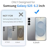 Anti-Yellowing For Samsung Galaxy S25 Crystal Clear Case With Screen Protector*1 Camera Lens Protector*1, [12Ft Mil-Grade Protection], Cover For Samsung Galaxy S25 6.2 Inch, Clear