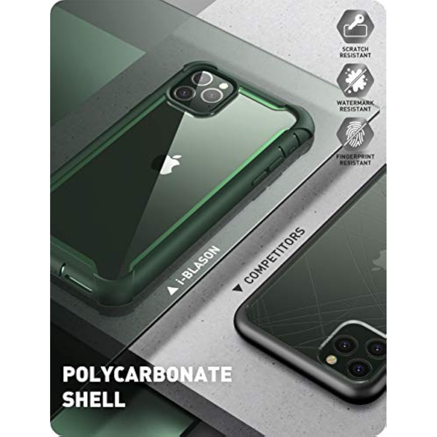 i-Blason Ares Case for iPhone 11 Pro Max 2019 Release, Dual Layer Rugged Clear Bumper Case with Built-in Screen Protector (Green)