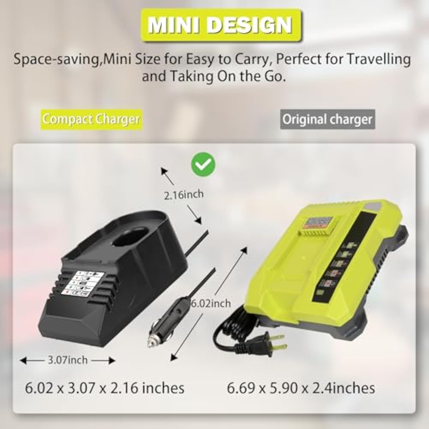 For Black&Decker 20V Lithium Battery Charger Replacement, Car Charger Charge For B&D 20V/For Porter Cable 20V Lithium Battery Mini Charger With Cigarette Lighter Plug Vehicle Charger