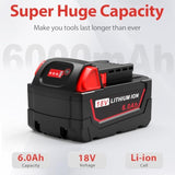 18V 6.0Ah Battery Rapid Charger Station Combo Kit - Replacement For Milwaukee M12-18 Power Tool Battery & Charger 4811-1862 4811-1852 4811-1840 4811-1830 4811-1811 4811-1815 4811-1820 4811-1841